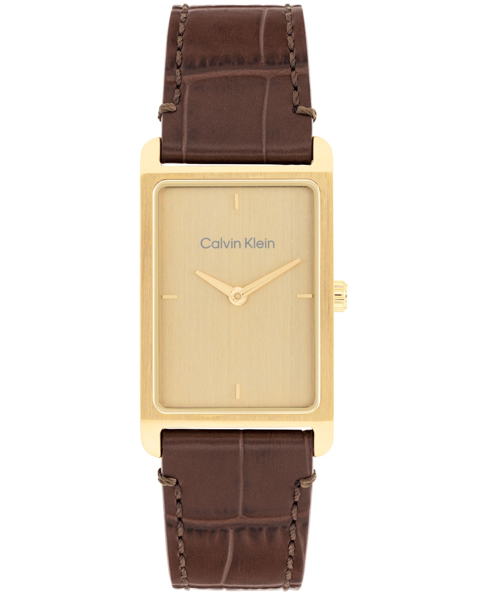 Calvin Klein Men's Dapper Brown Leather Strap Watch, 24mm