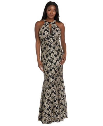 R & M Richards Женский Long Lace Scalloped Bodice Dress