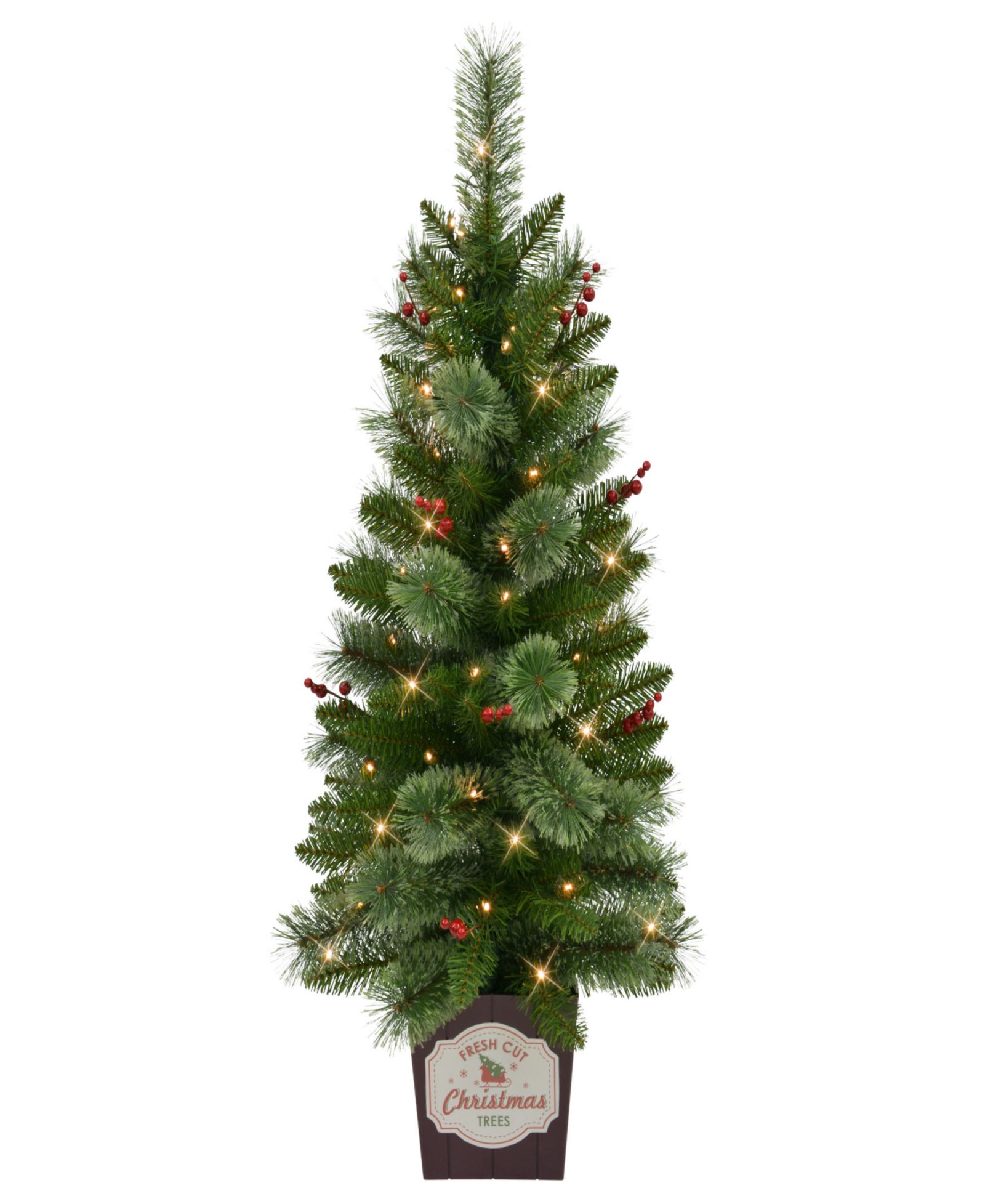 Puleo 3.5' Artificial Cashmere Pre-Lit Potted Christmas Tree