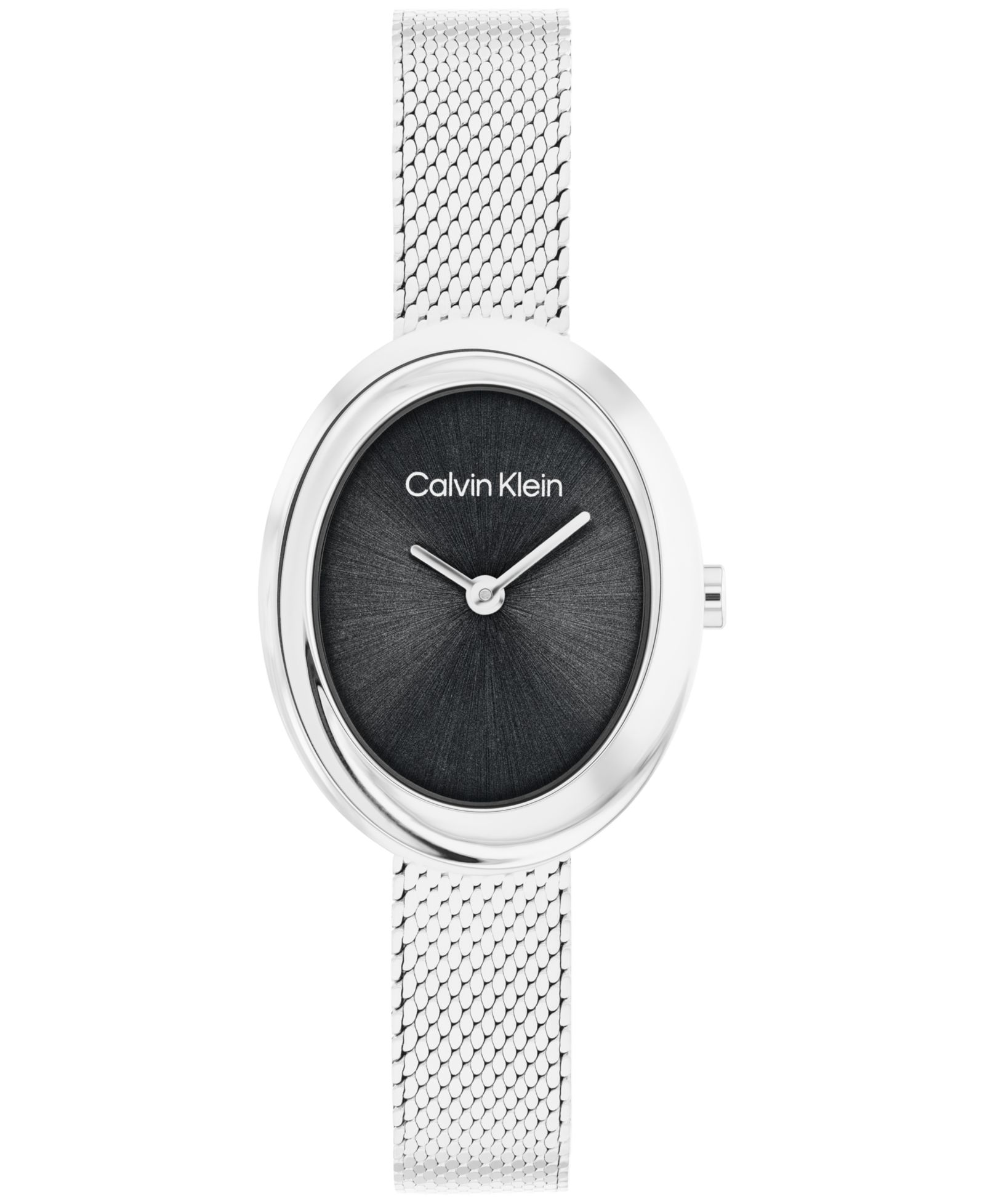 Calvin Klein Women's Twisted Bezel Silver Tone Stainless Steel Bracelet Watch, 24mm