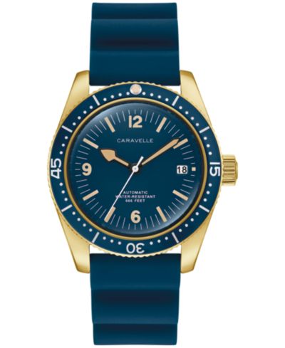 Мужские винтажные спортивные часы Caravelle Sea Hunter Blue Rubber, 39mm