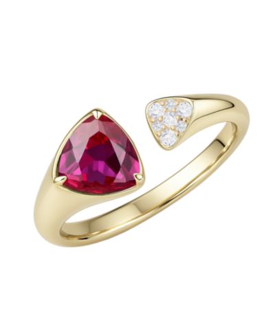 Macy's Lab-Grown Emerald (1/2 ct. t.w.) & White Sapphire (1/20 ct. t.w.) Ring in 14k Gold Over Sterling Silver (also in Sapphire & Ruby)