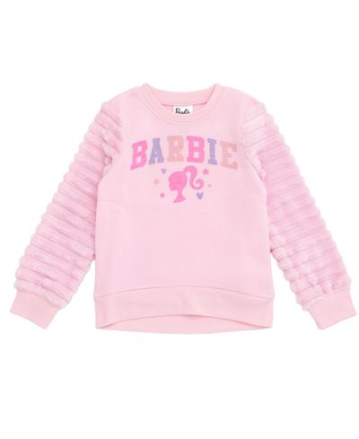 Barbie Girls Fleece Pullover Sweatshirt with Faux Fur Sleeves