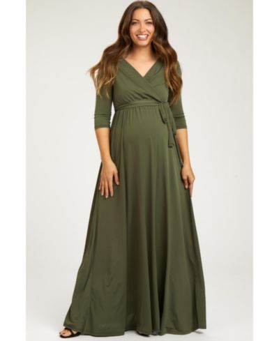 Pinkblush Women's Burgundy Draped 3/4 Sleeve Maxi Dress