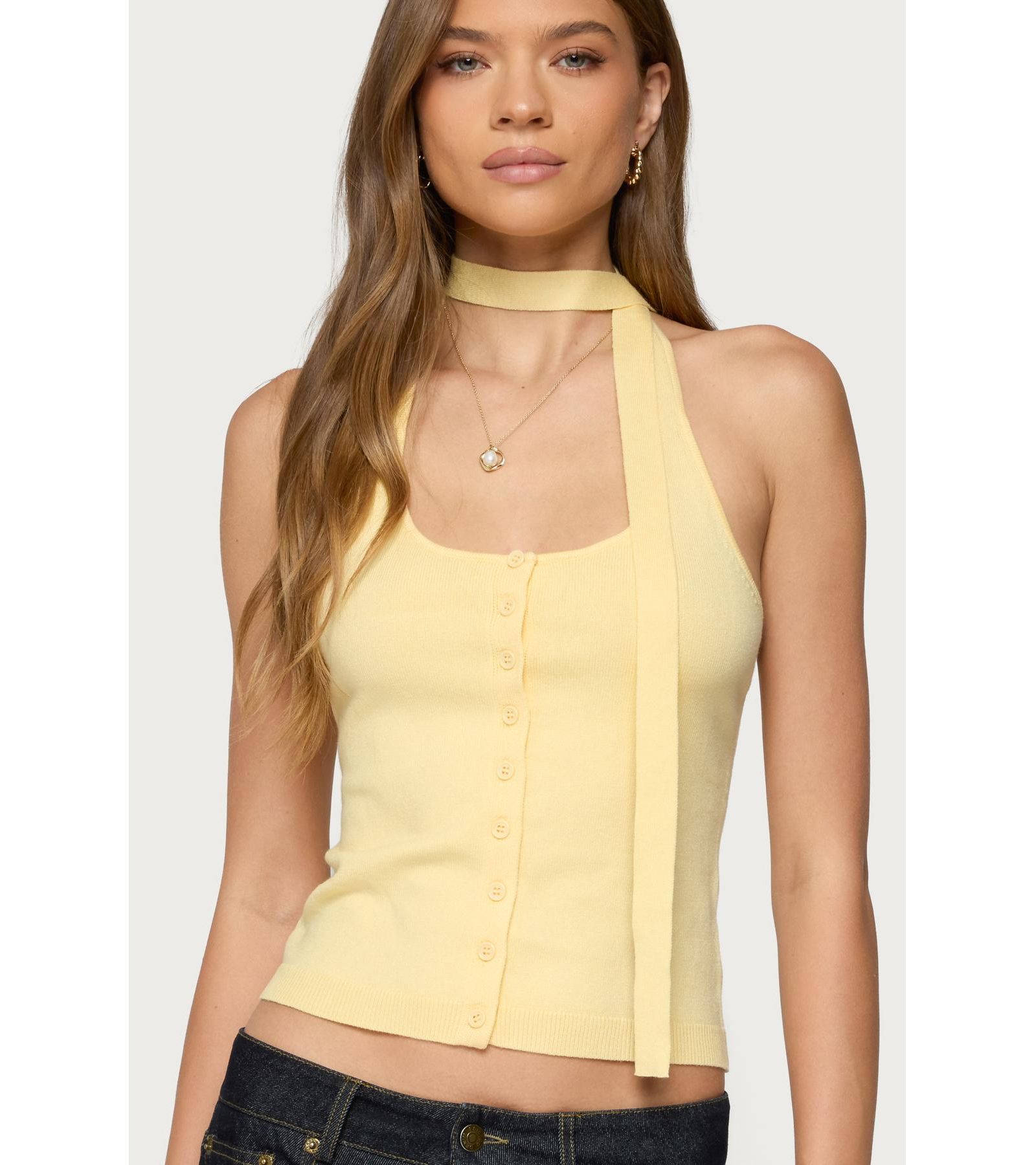 Edikted Womens Two Piece Knit Halter Top