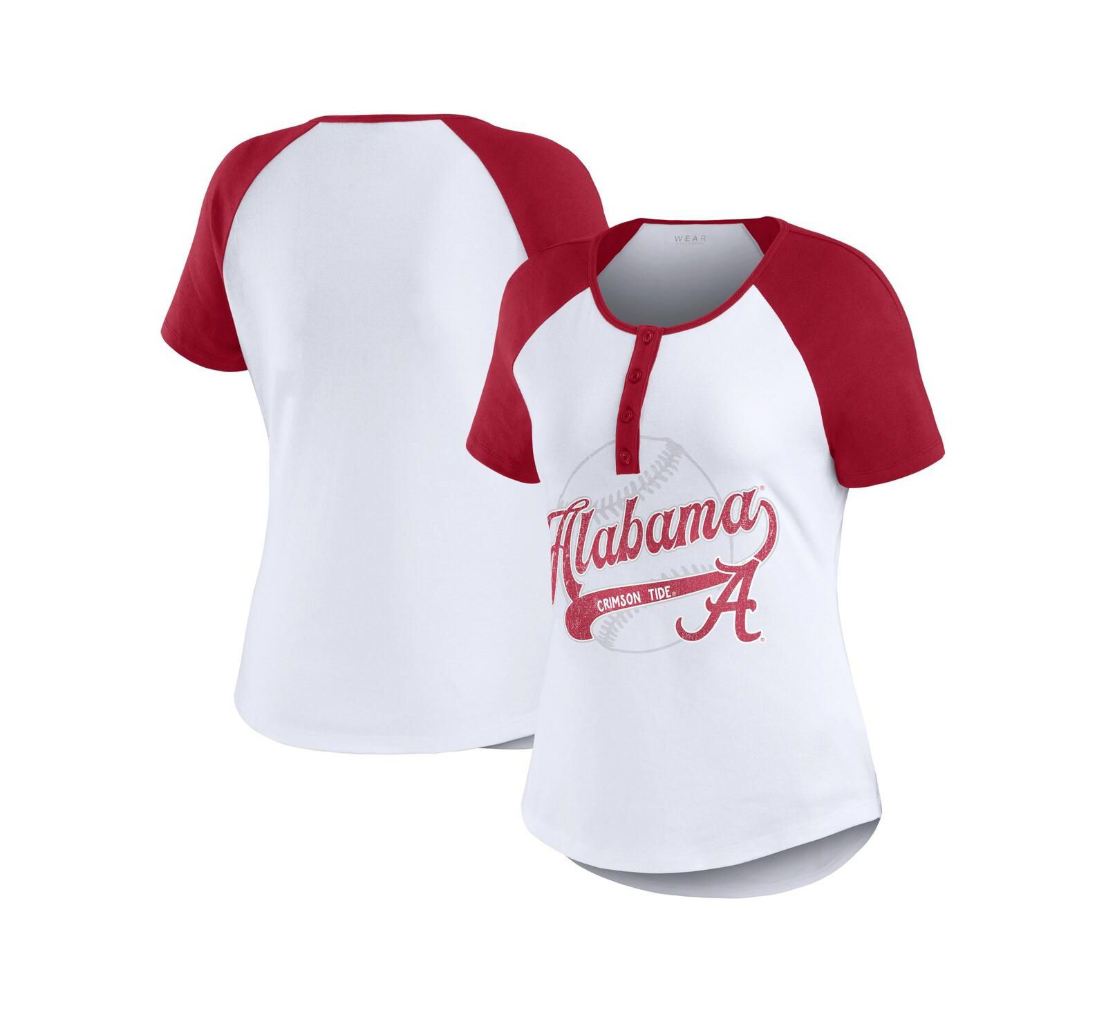 Женская футболка WEAR by Erin Andrews Alabama Crimson Tide Baseball Logo Raglan Henley White