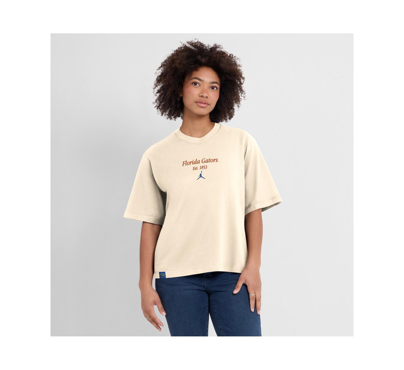 Футболка Jordan Women's Tan Florida Gators Established Tag Boxy