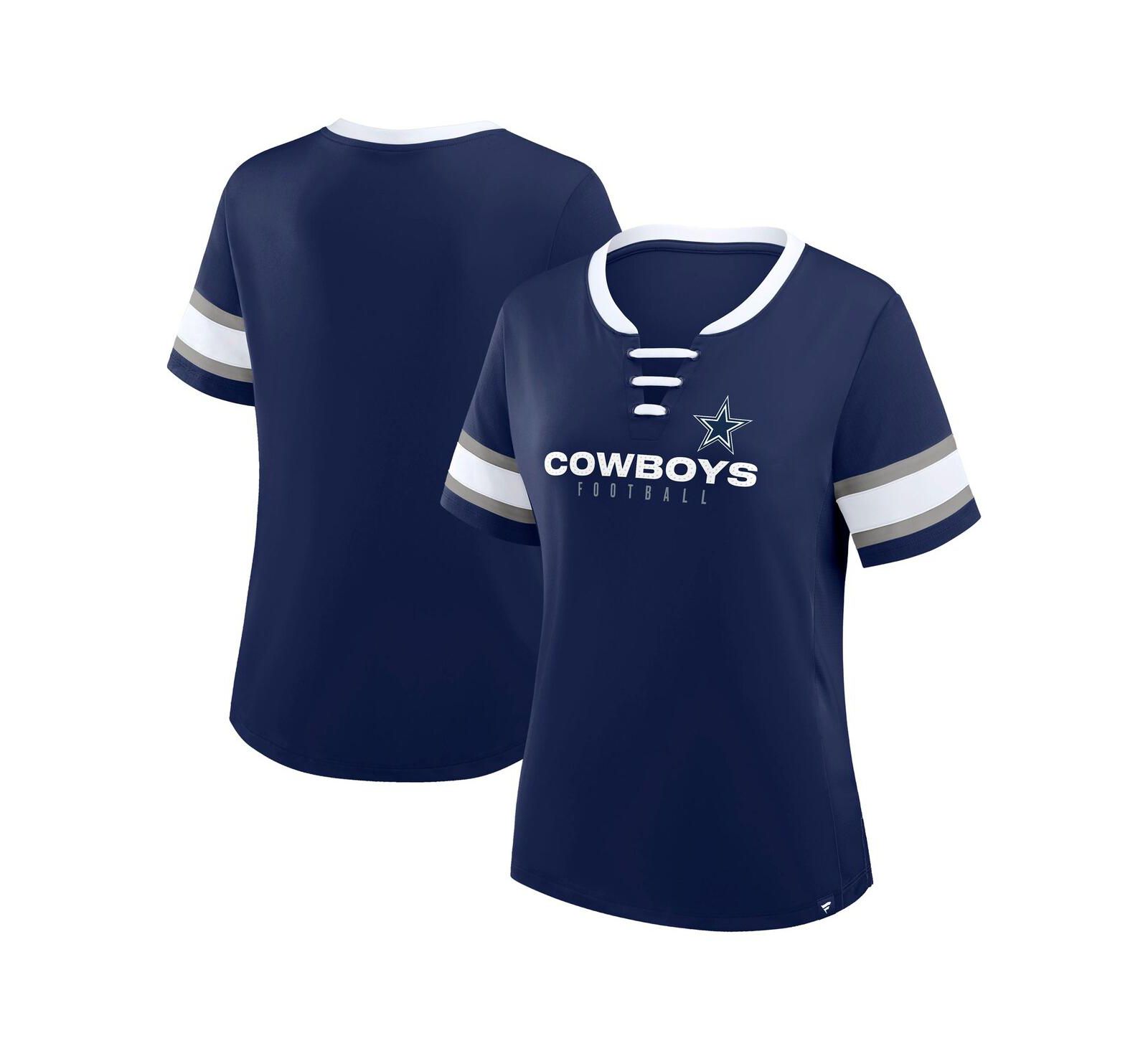 Женская футболка Fanatics Navy Dallas Cowboys Redzone Draw Play Athena Lace-Up
