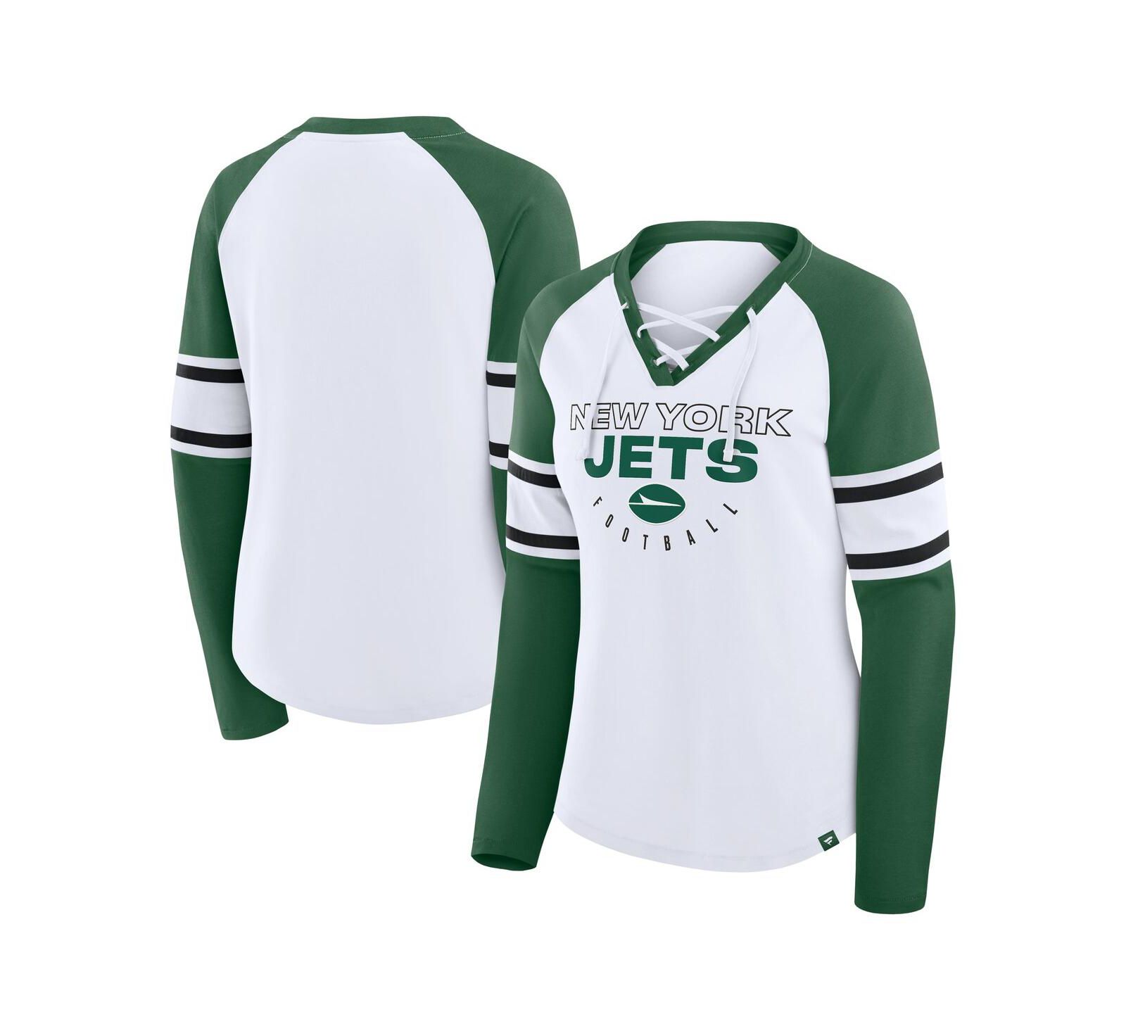 Женская футболка Fanatics New York Jets Raglan Lace-Up
