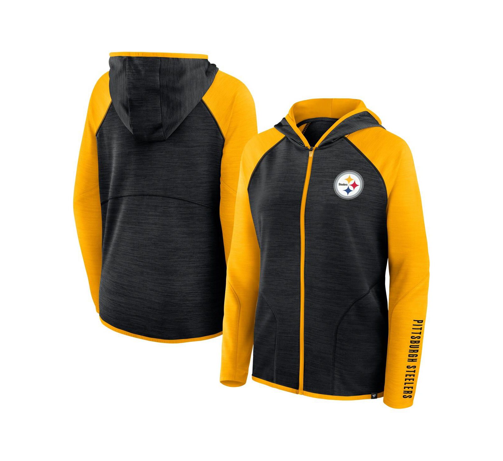 Женское худи Fanatics Black/Gold Pittsburgh Steelers Redzone End Around Pass Raglan Full-Zip