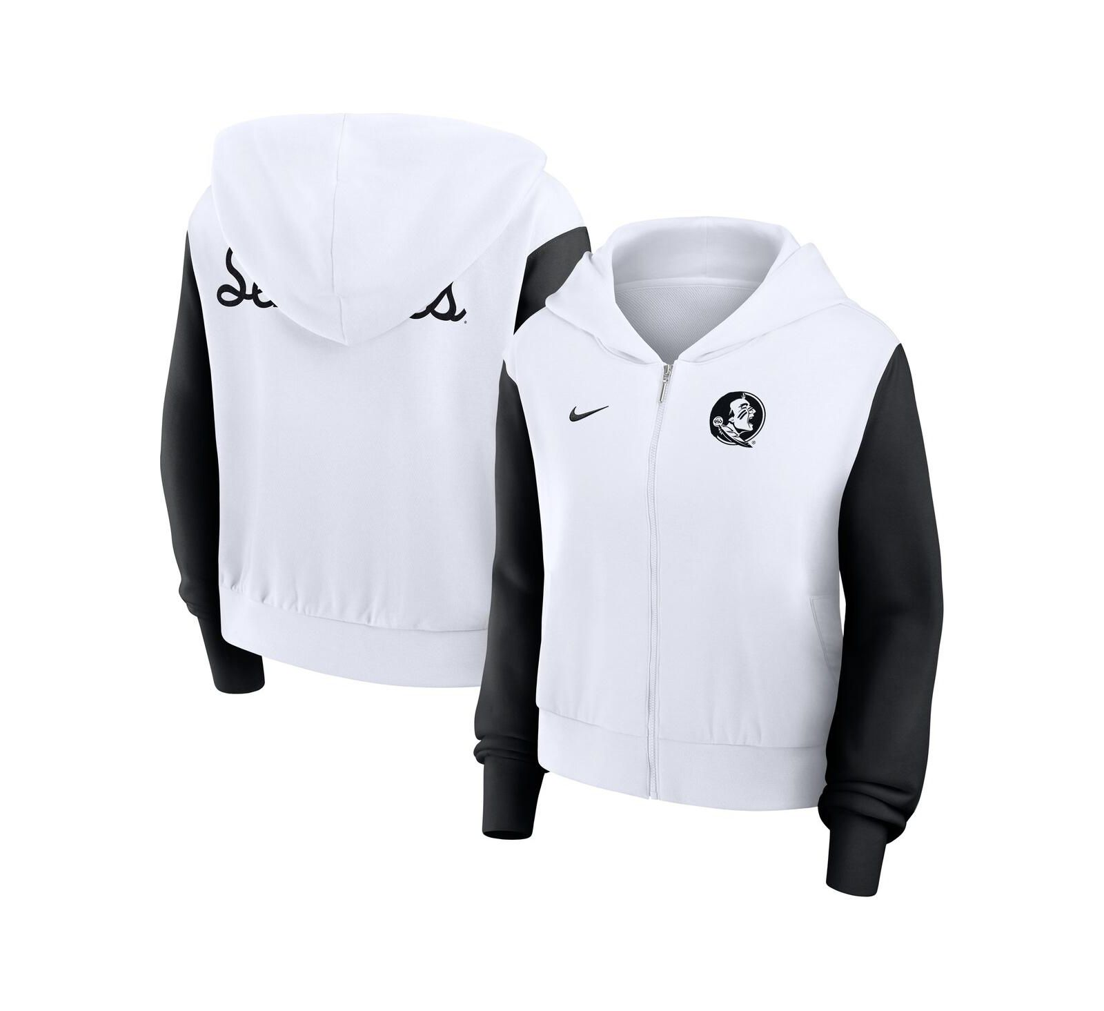 Худи Nike Women's White Florida State Seminoles Cropped Beyond Capability Color-Block Script Full-Zip