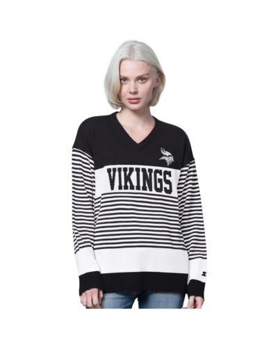Starter Женский черный свитер Minnesota Vikings No Huddle полосатый