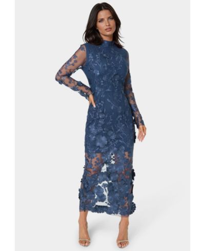 Женское миди-платье Bebe 3D Floral Mock Neck