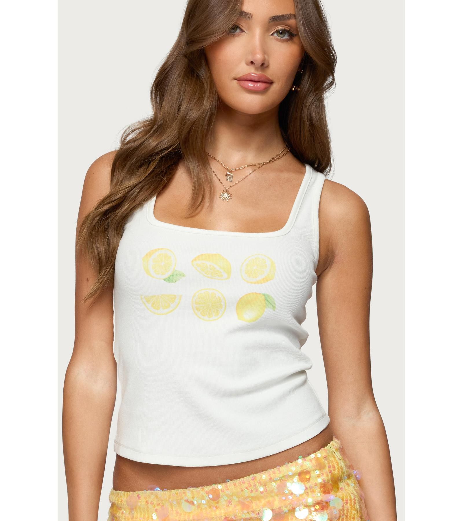 Женский топ Edikted Lemon Drop Ribbed Tank