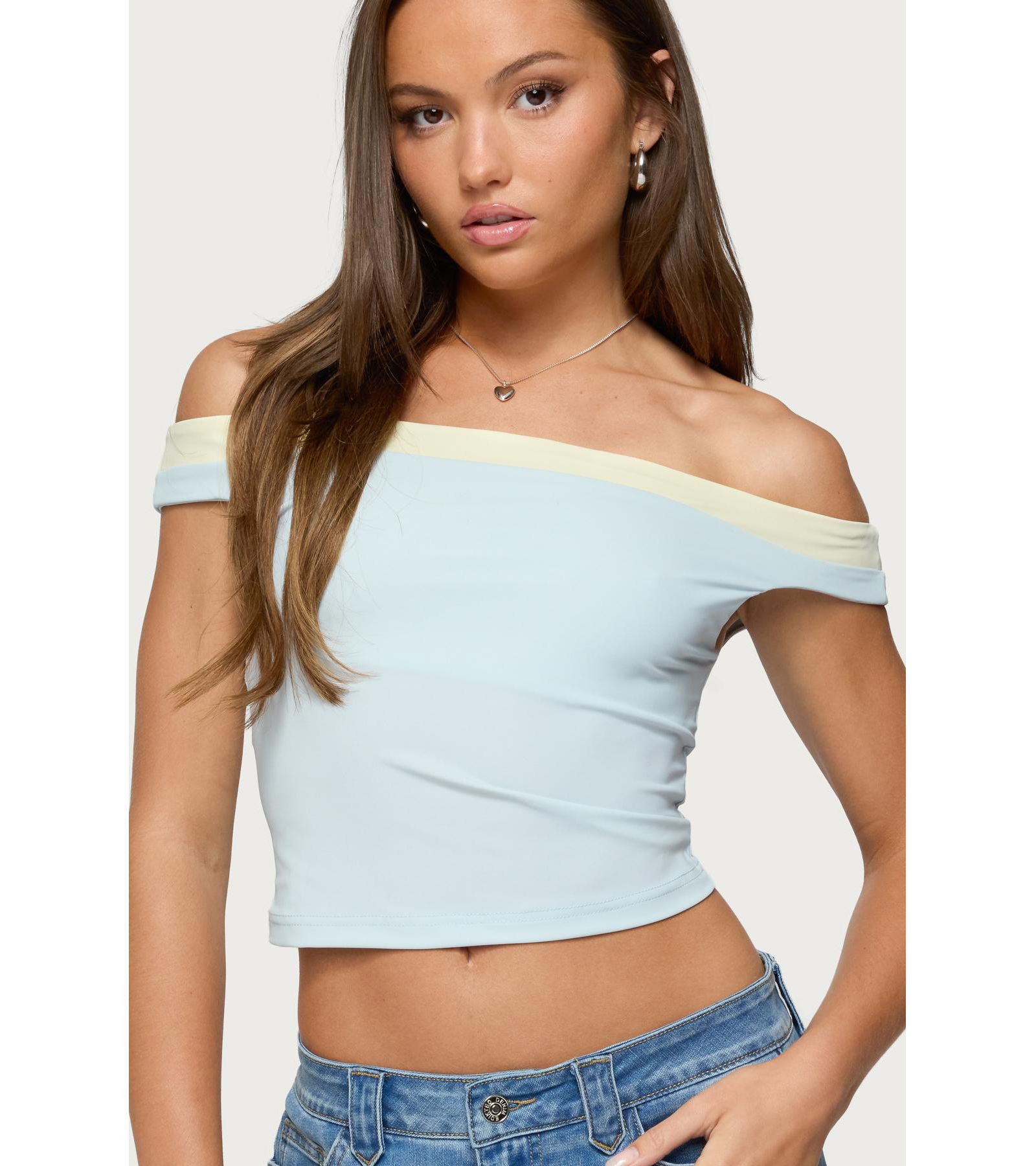 Edikted Womens Strada Contrast Off Shoulder Top