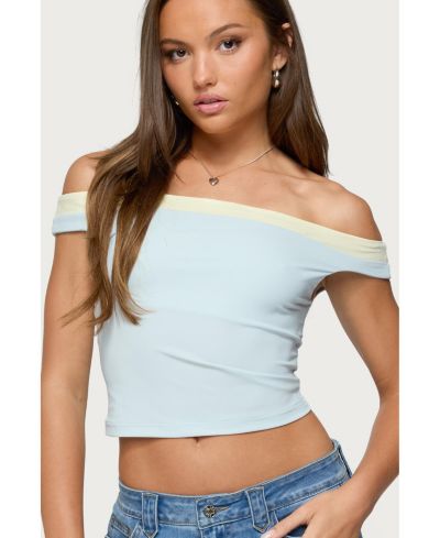 Edikted Womens Strada Contrast Off Shoulder Top