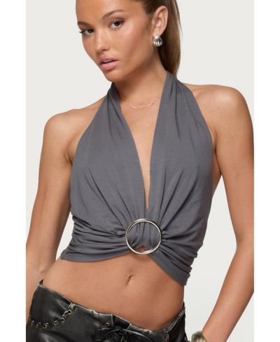 Топ Edikted Womens Nessie Metal Ring Backless Halter