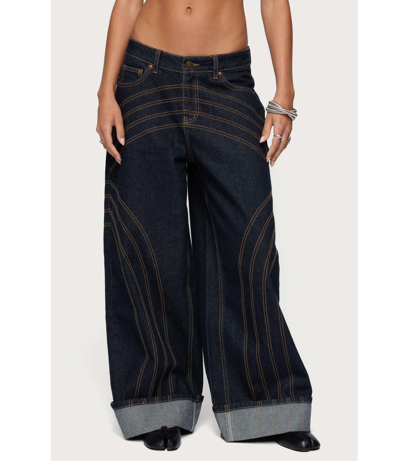 Женские широкие джинсы Edikted Cuffed Low Rise Baggy