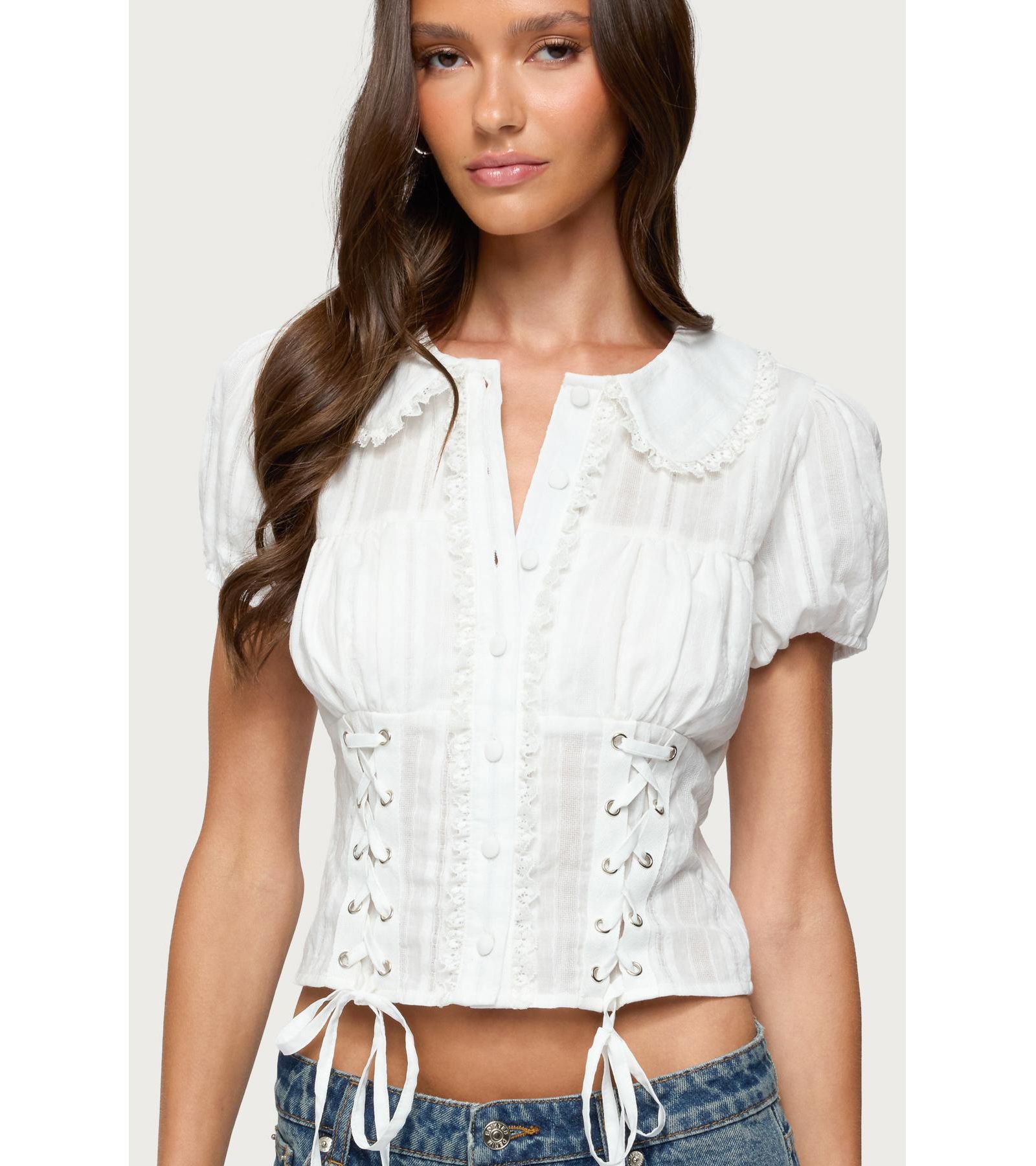 Edikted Women's Valera Cotton Tailored Button Up Shirt