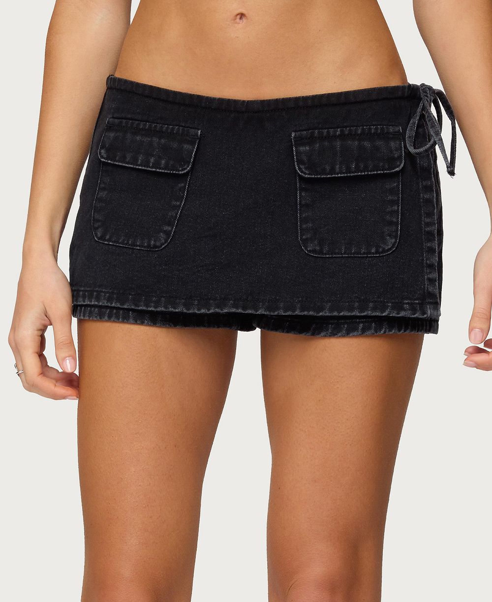 Edikted Women's Giselle Wrap Denim Mini Skort