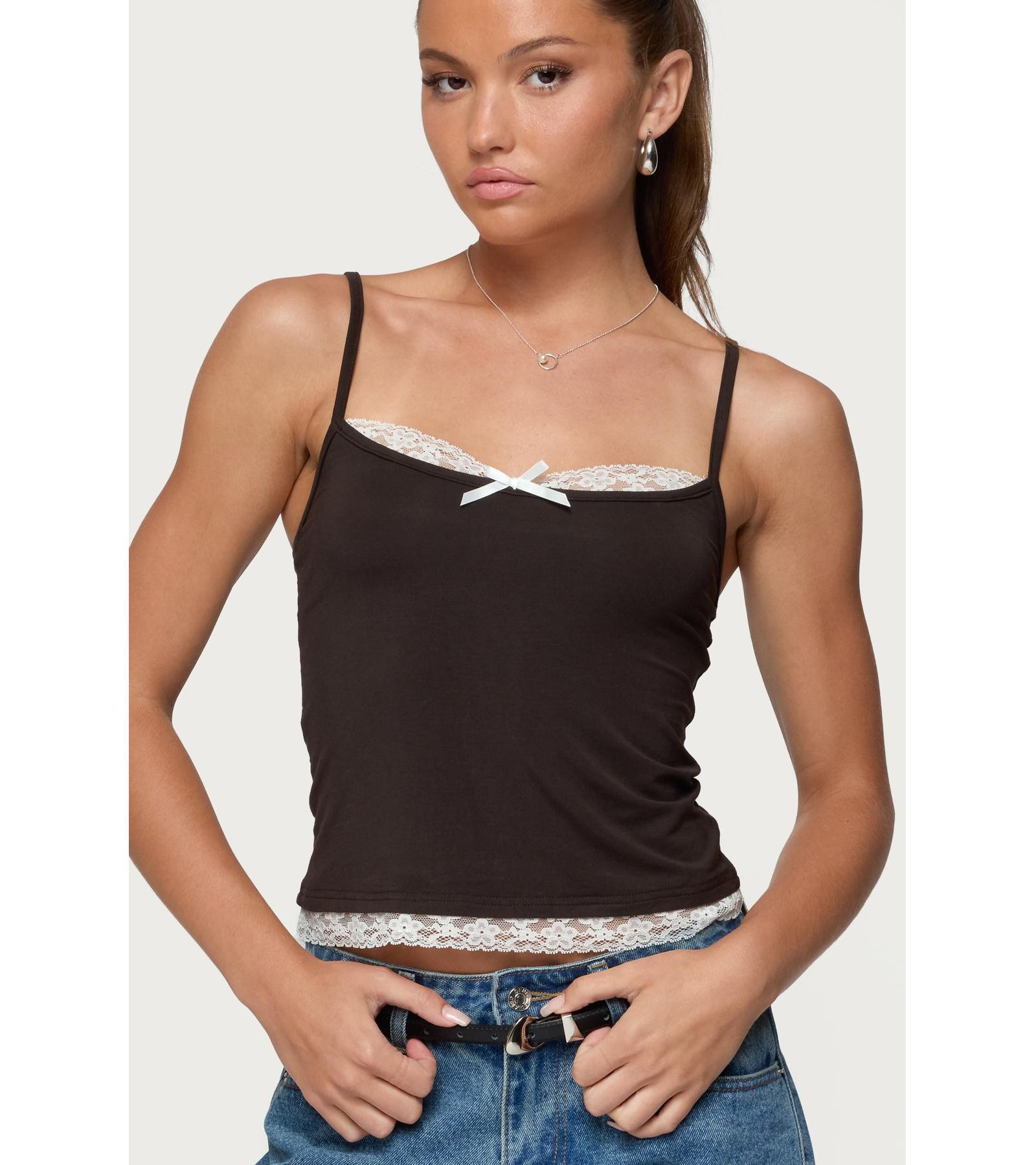 Edikted Женский топ Adriel Contrast Lacey Tank Top