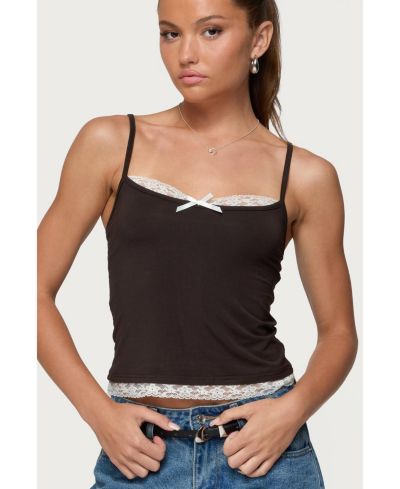 Edikted Женский топ Adriel Contrast Lacey Tank Top