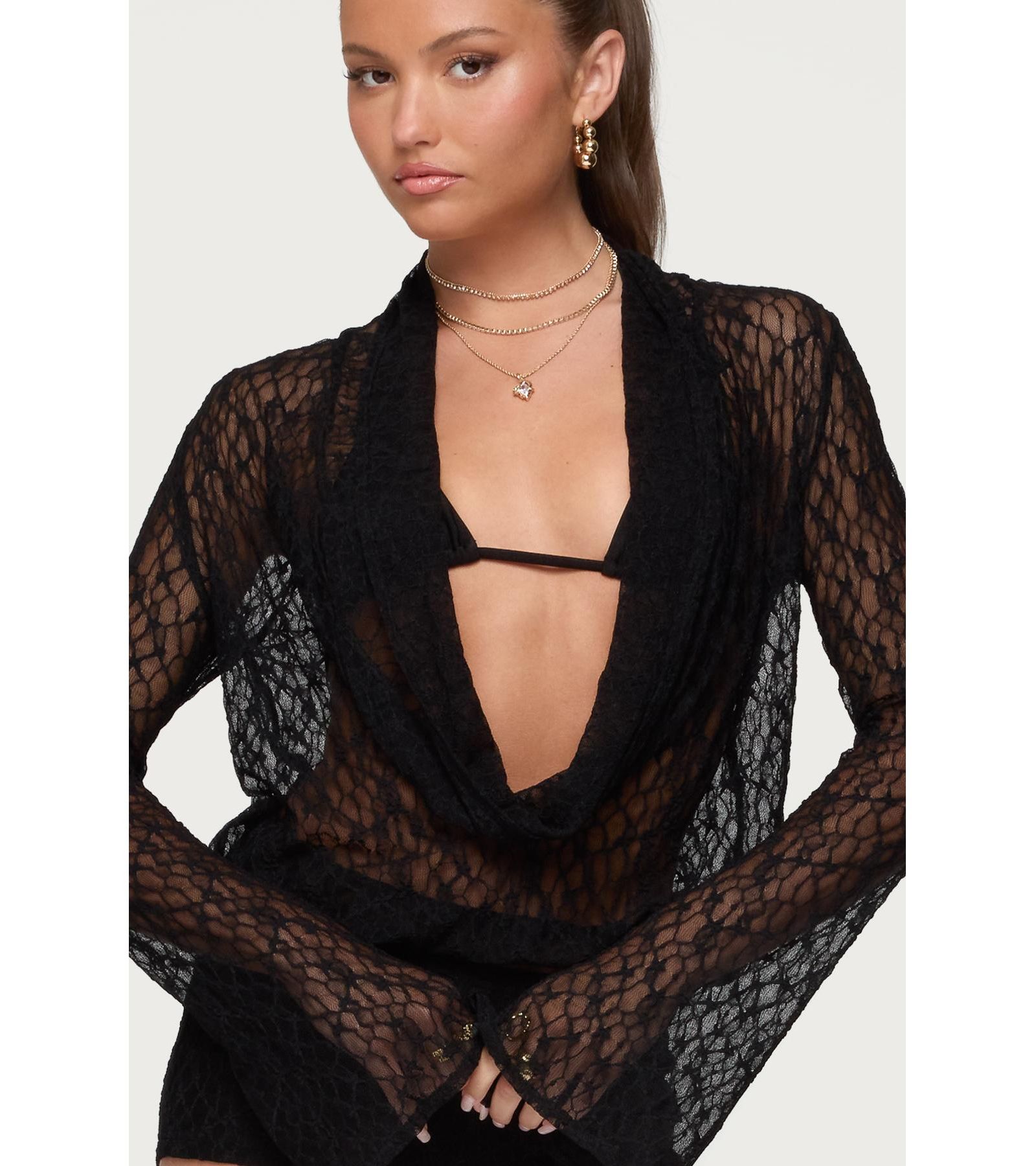 Женский топ Edikted Lera Lacey Sheer Mesh