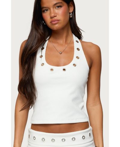 Edikted Women's Havana Grommet Ribbed Halter Top