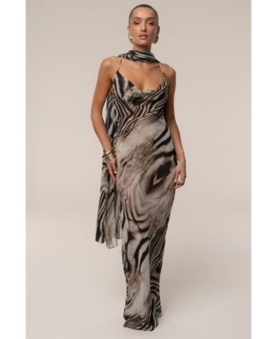 JLUXLABEL Zebra Print Infinite Journey Maxi Dress