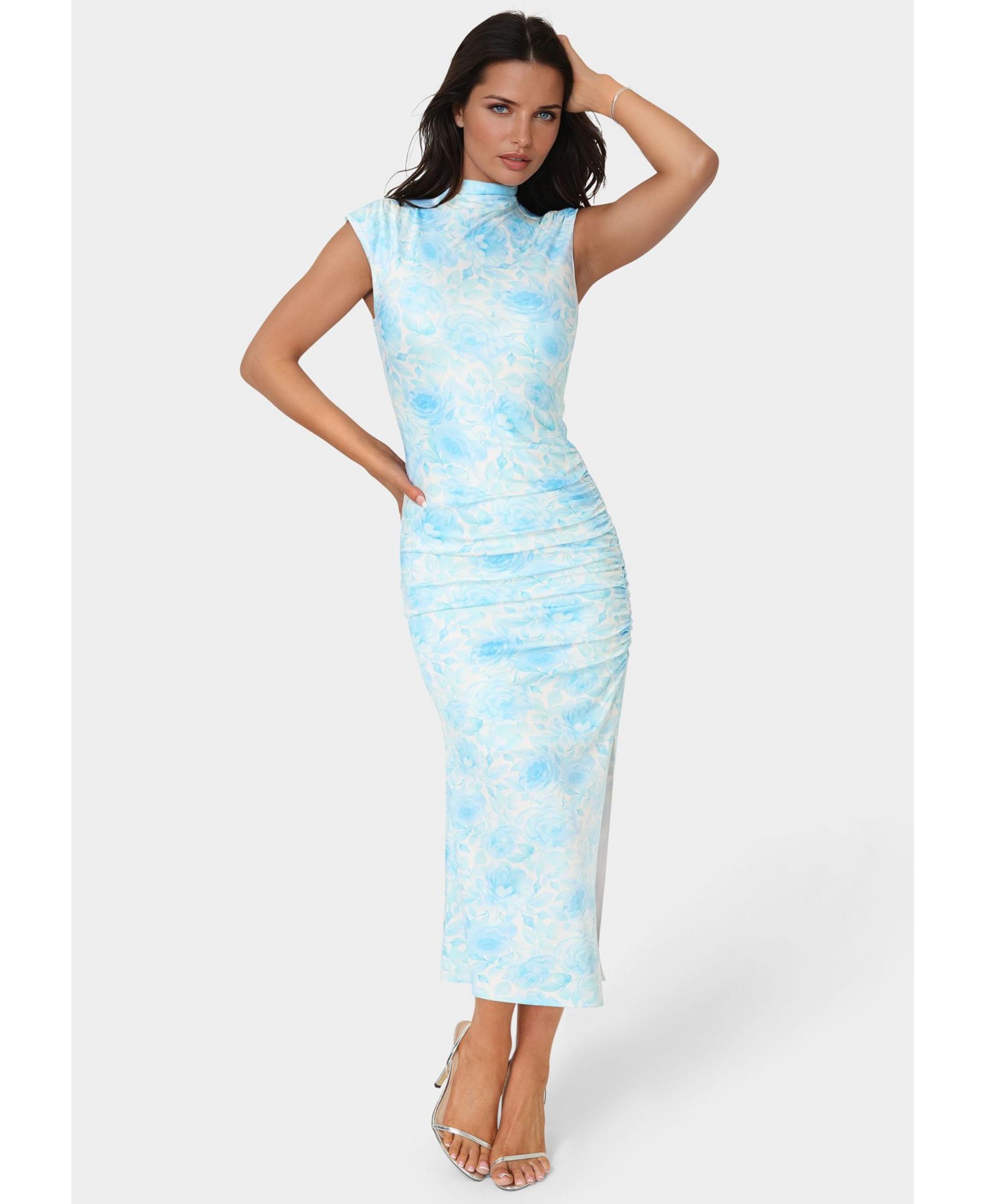 Bebe Women's Jersey Mock Neck Maxi Dress