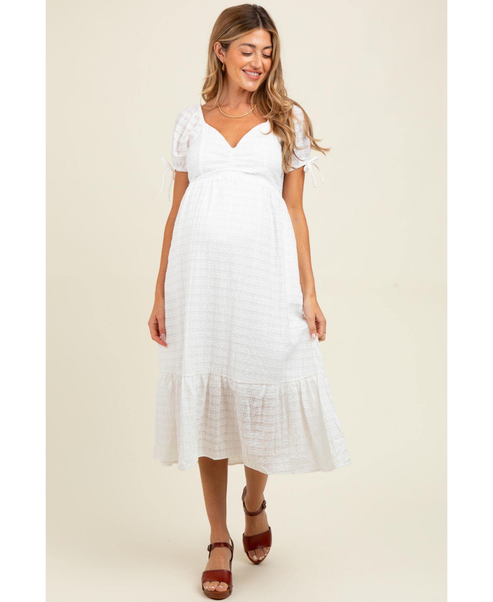 Pinkblush Women's Ivory Solid Sweet Heart Dress
