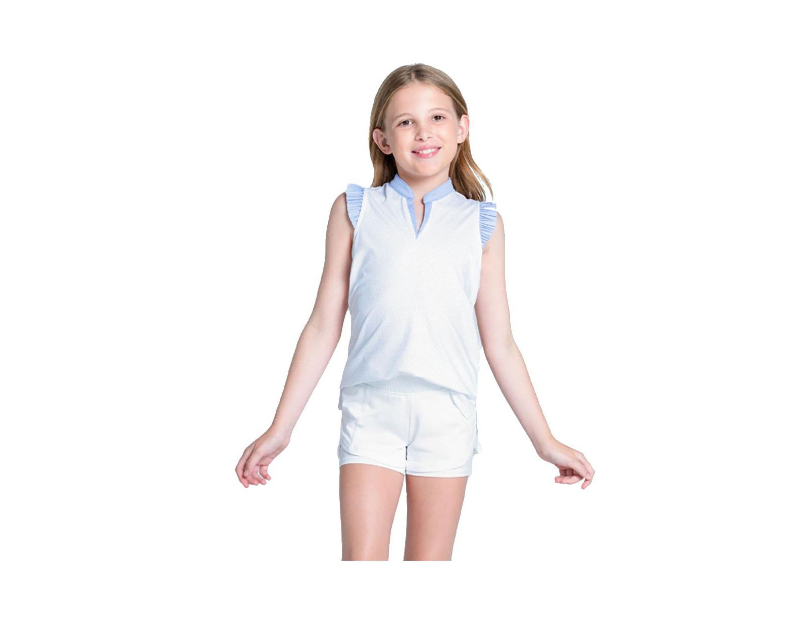 Lucky In Love Girls Lovely Pleat Sleeveless Golf Polo