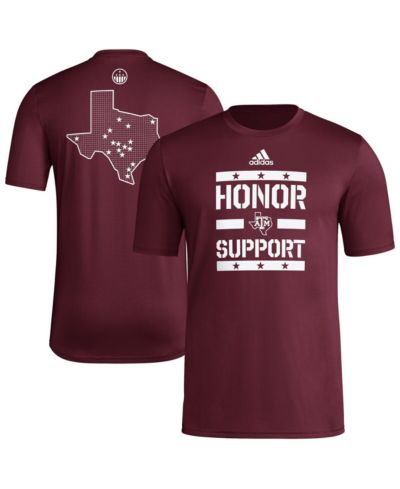 adidas Мужская футболка Texas A&M Aggies Honor Support Pre-Game Maroon