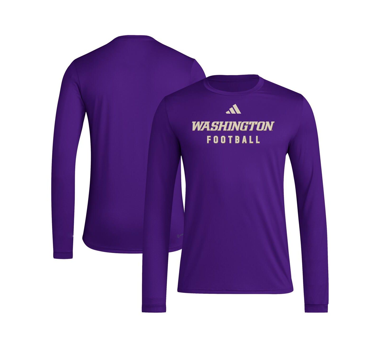 Adidas Men's Purple Washington Huskies Locker Practice Football Pre-Game Long Sleeve T-Shirt
