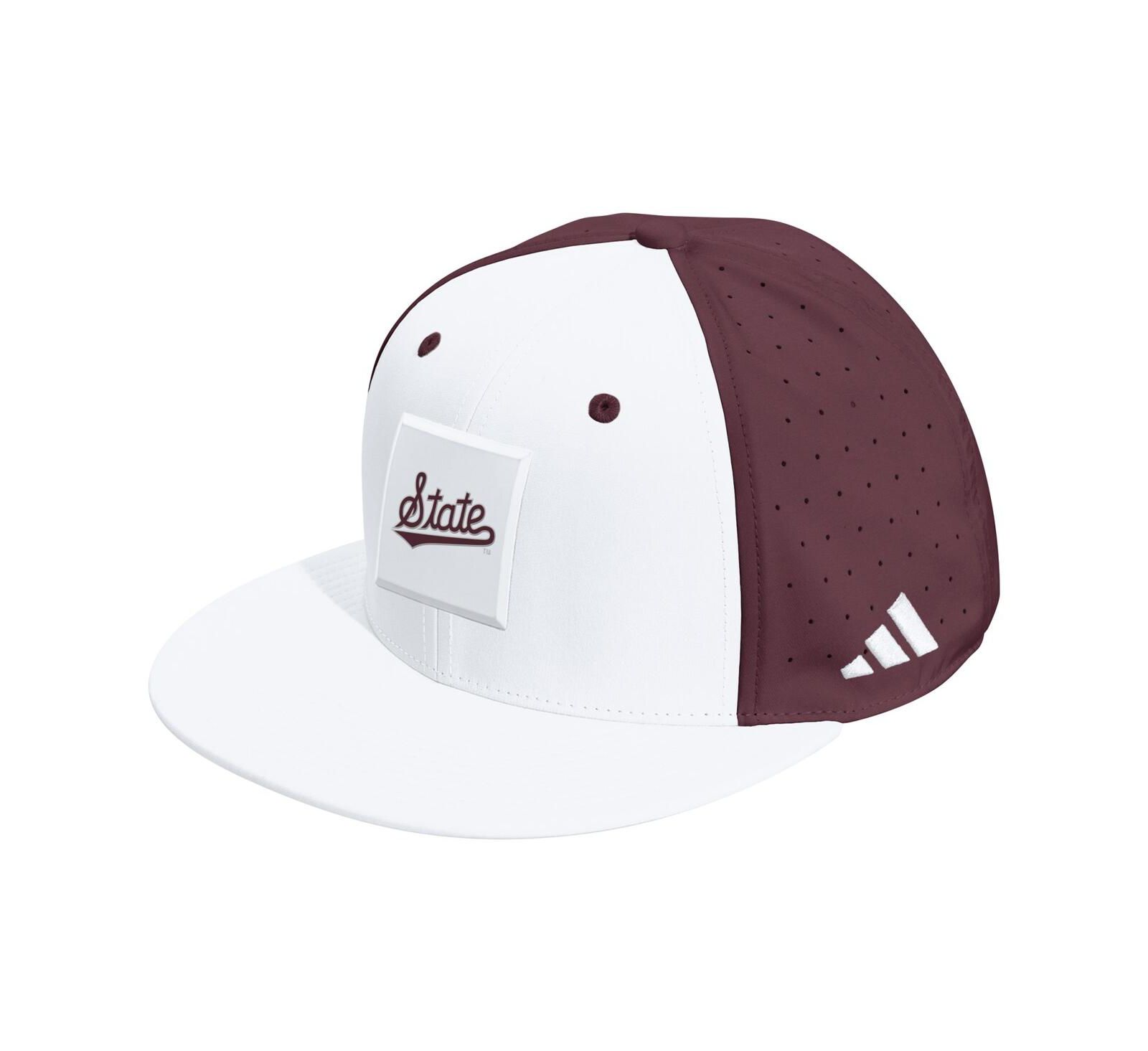 Adidas Men's and Women's White/Maroon Mississippi State Bulldogs Performance Flat Bill Adjustable Hat
