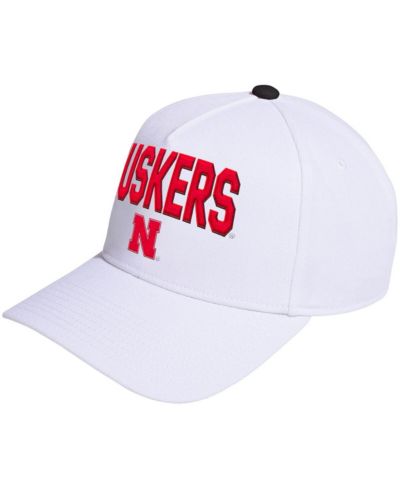 adidas Мужская и женская белая кепка adidas Nebraska Huskers Locker Room A-Frame Adjustable Hat