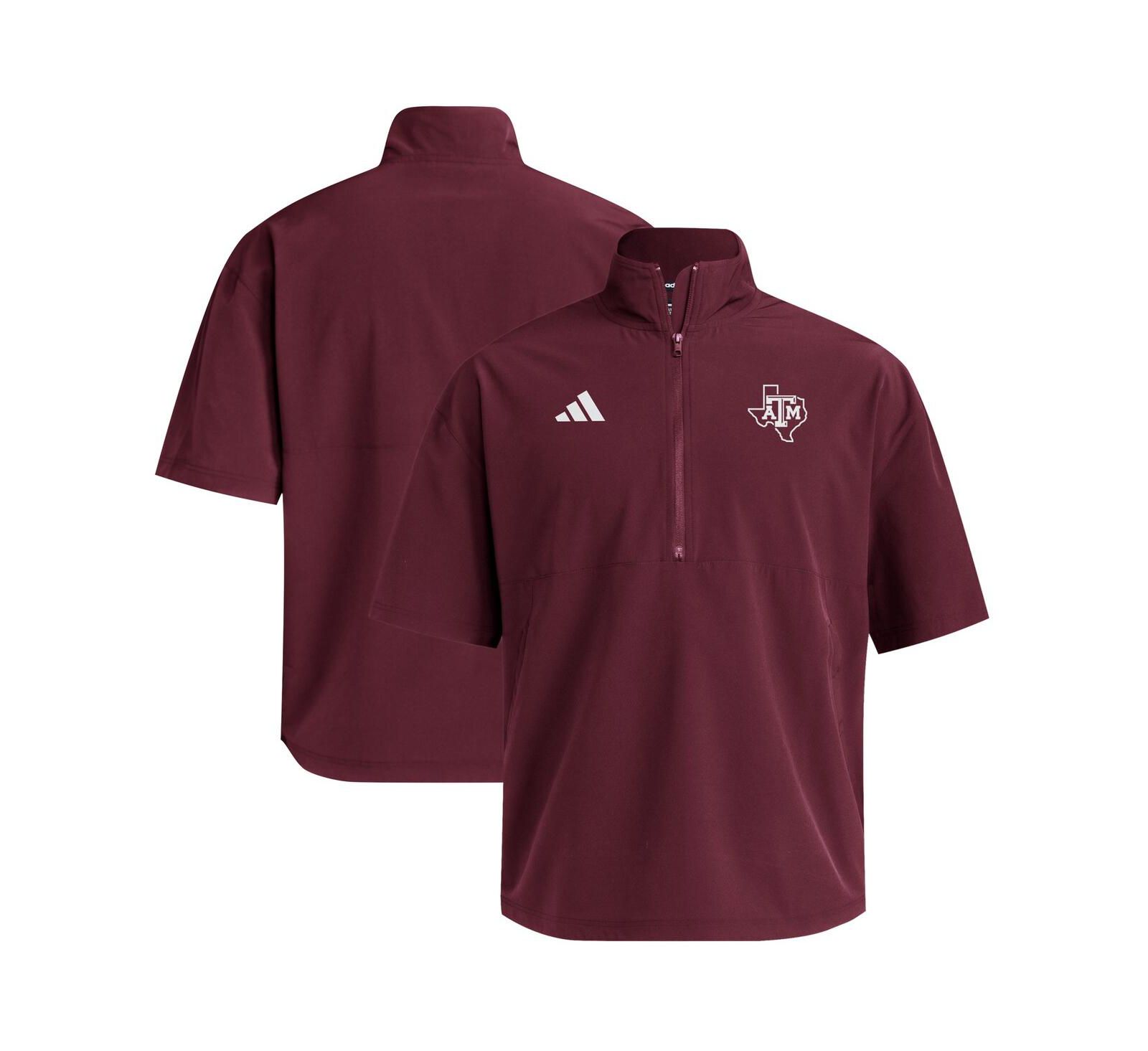 Adidas Men's Maroon Texas A&M Aggies Woven Quarter-Zip Short Sleeve Pullover Sweatshirt