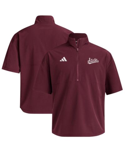 Мужская джемпер-свитшот adidas Maroon Mississippi State Bulldogs Woven Quarter-Zip Short Sleeve Pullover