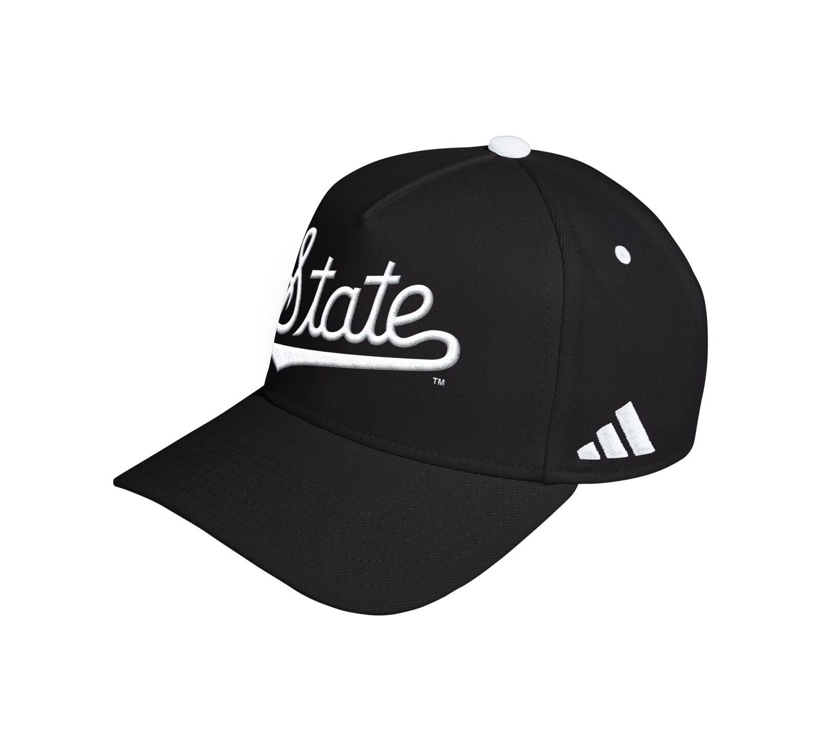 Adidas Men's and Women's Black Mississippi State Bulldogs Blackout A-Frame Adjustable Hat