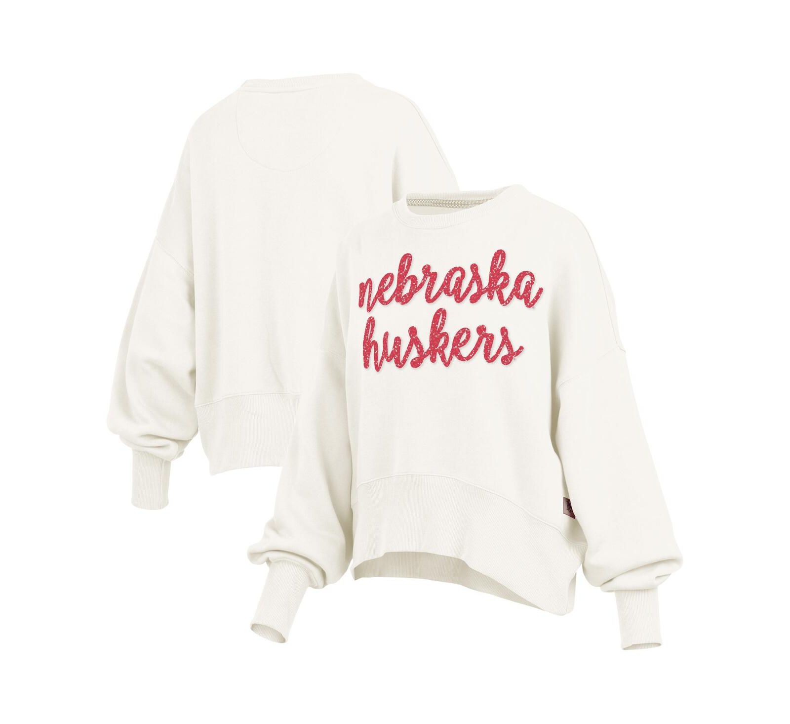 Pressbox Женский оверсайз свитшот Nebraska Huskers Cream Chelsea Waist Length Pullover