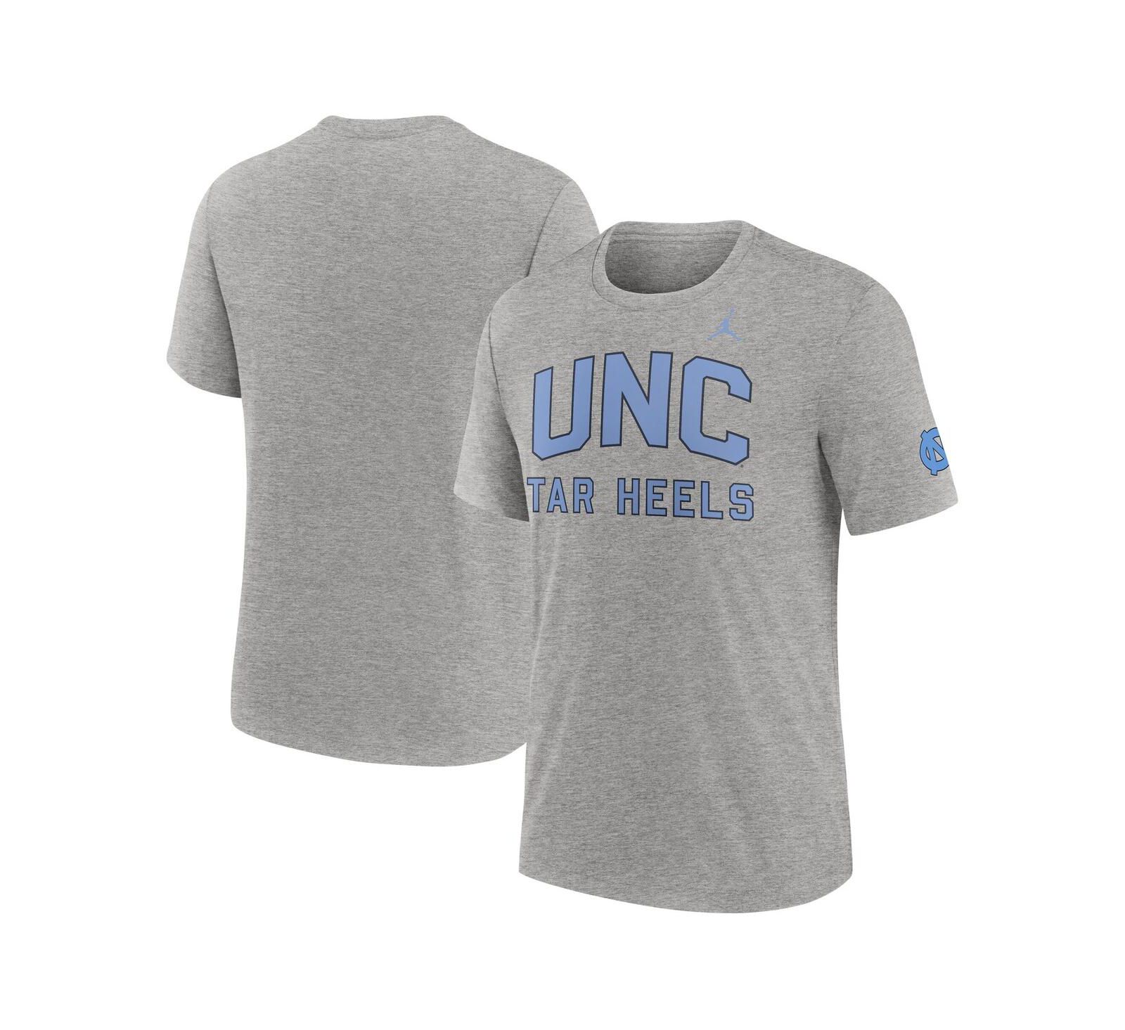 Jordan Men's Heather Gray North Carolina Tar Heels Campus Collegiate Block Tri-Blend T-Shirt