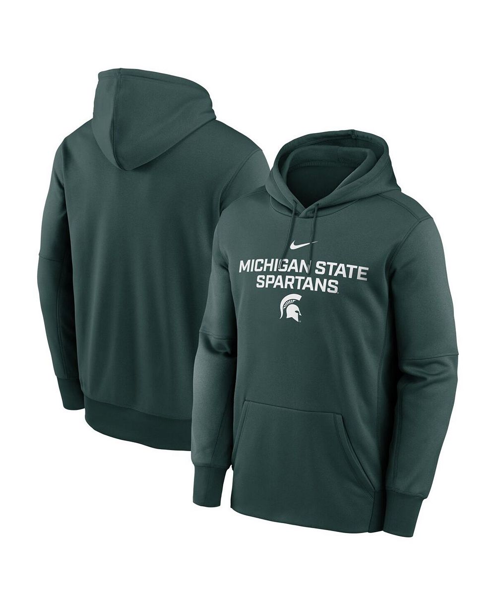 Мужское худи Nike Green Michigan State Spartans Team Stacked Performance Pullover