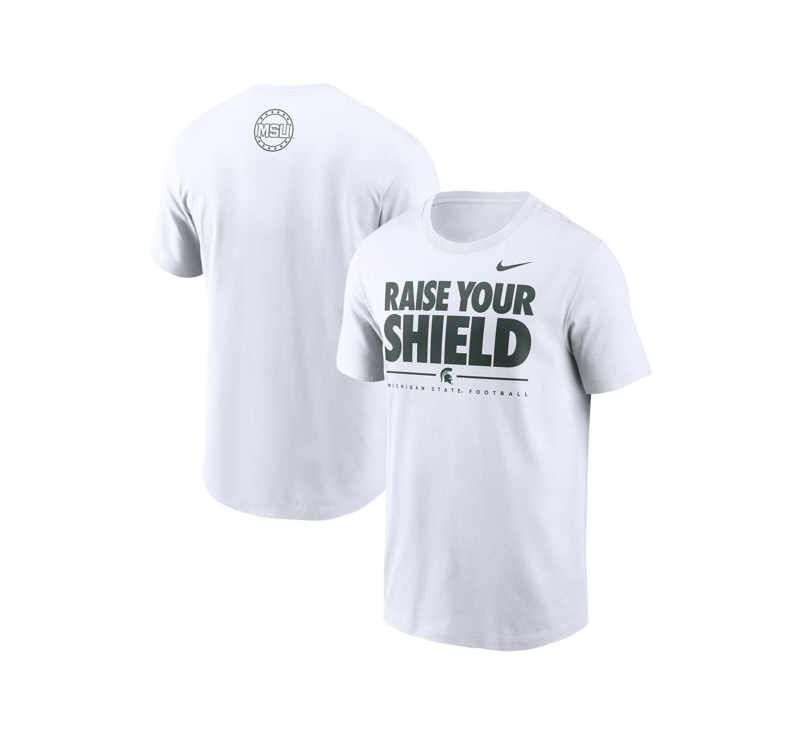 Nike Мужская белая футболка фаната Michigan State Spartans 2025 Football Raise Your Shield