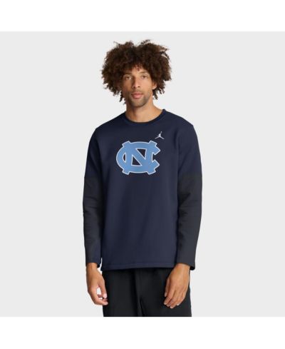 Мужская футболка с длинным рукавом Jordan Navy North Carolina Tar Heels 2025 Sideline Coach Performance