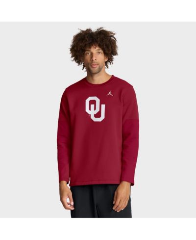 Мужская футболка Jordan Oklahoma Sooners 2025 Sideline Coach Performance с длинным рукавом, малиновый цвет