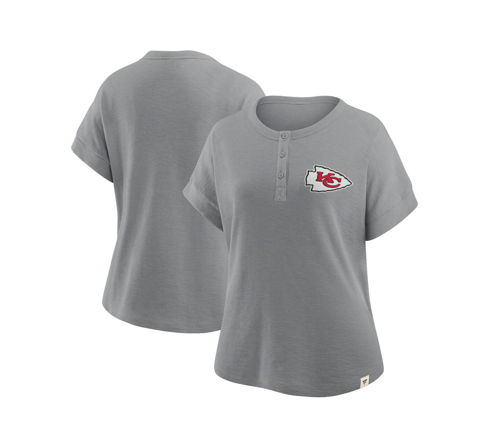 Женская рубашка Fanatics Heather Gray Kansas City Chiefs Oversized Hometown Premium Henley