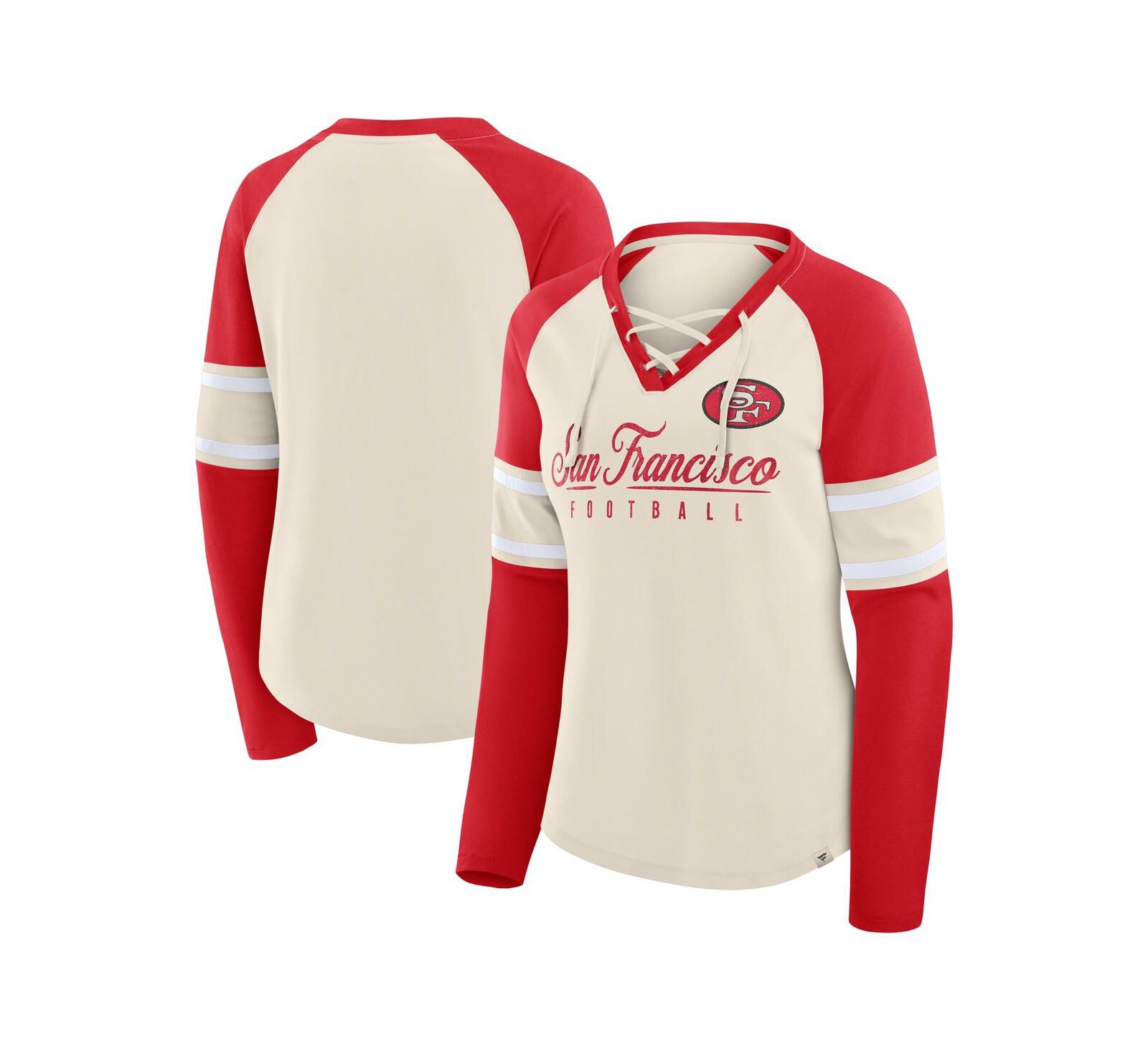 Fanatics Женская футболка San Francisco 49ers Raglan Lace-Up V-Neck