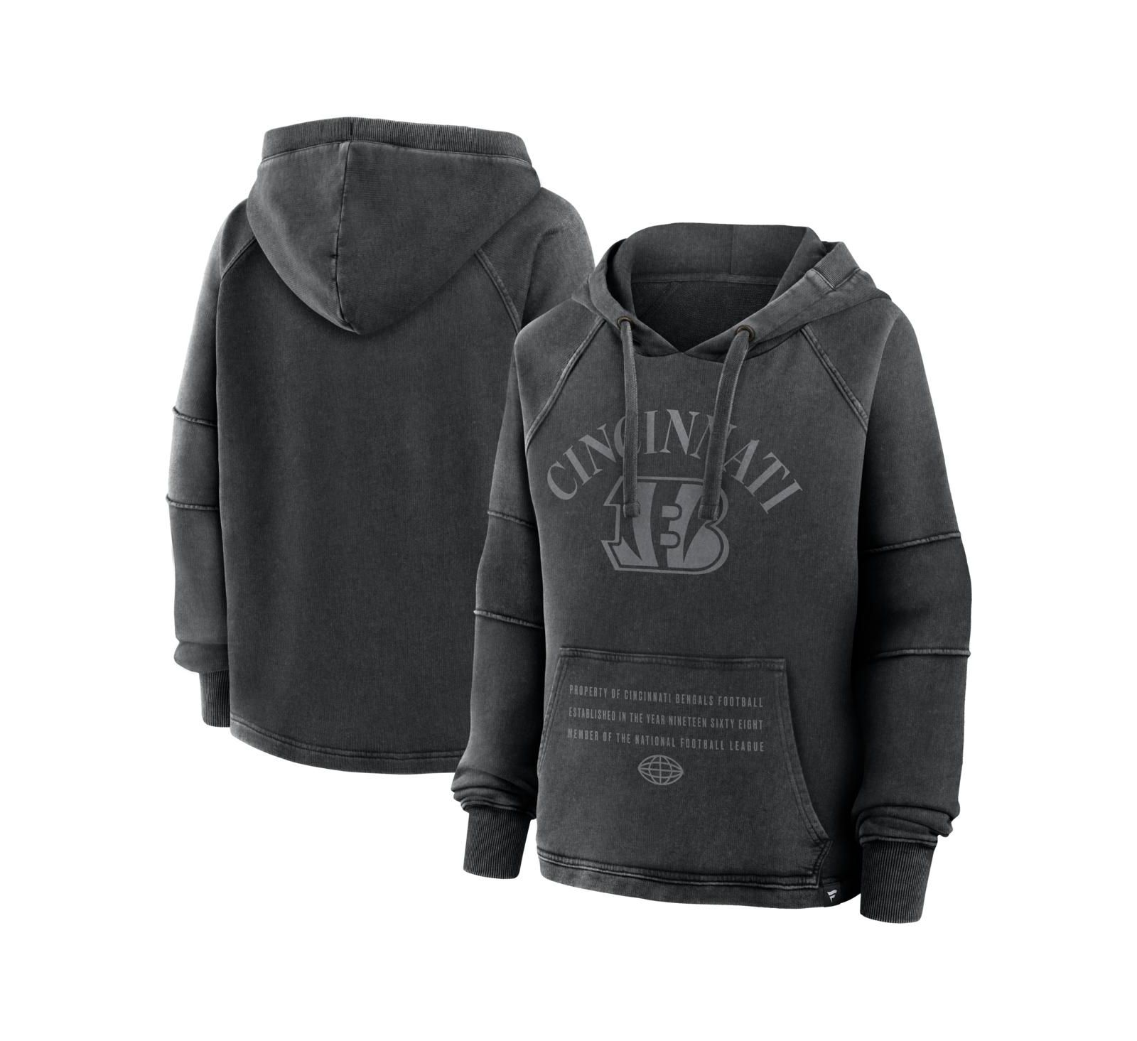 Женское оверсайз худи Fanatics Cincinnati Bengals Raglan Gridiron, черное