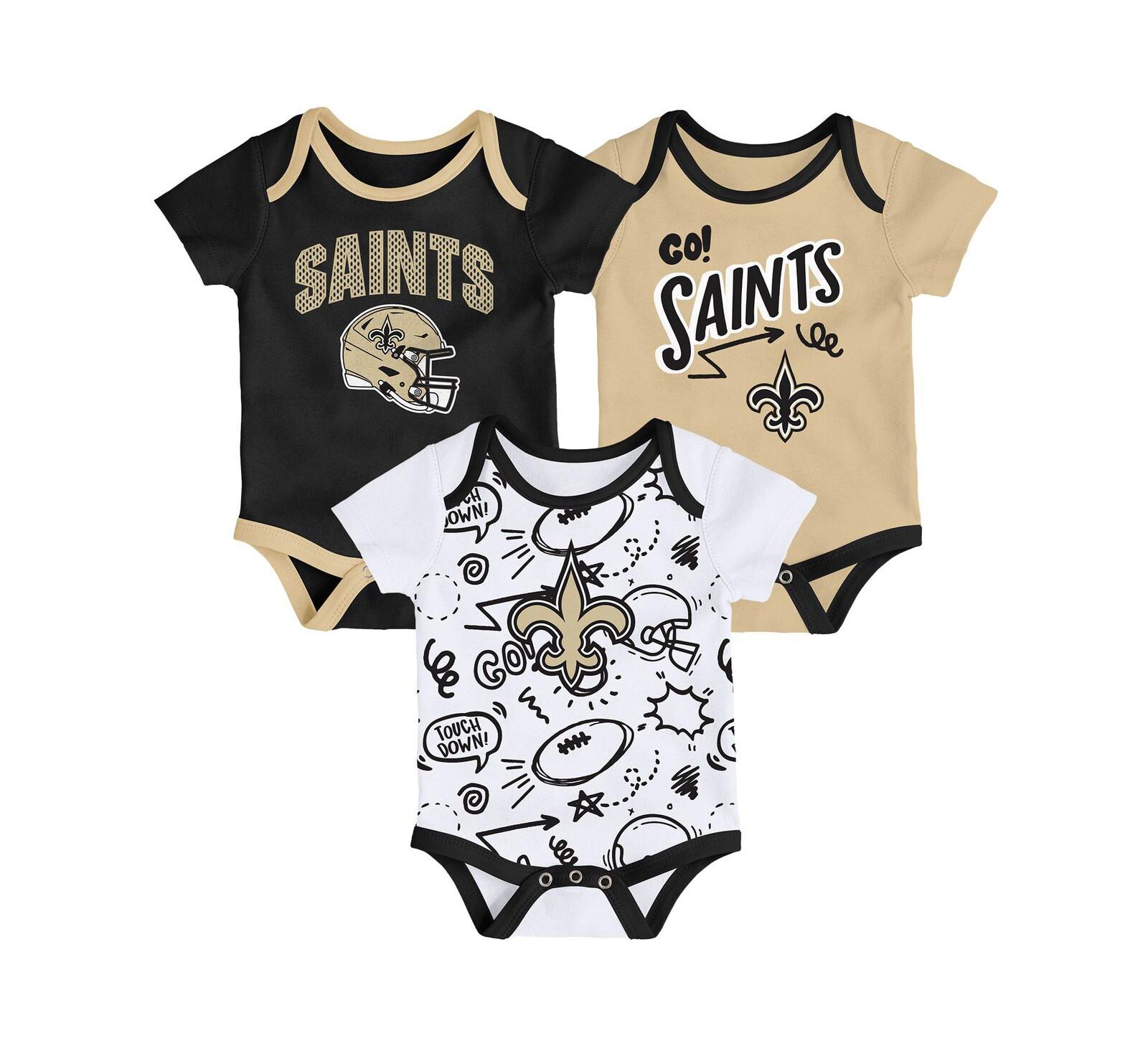 Outerstuff Infant 3-Piece New Orleans Saints All Day Play Bodysuit Set