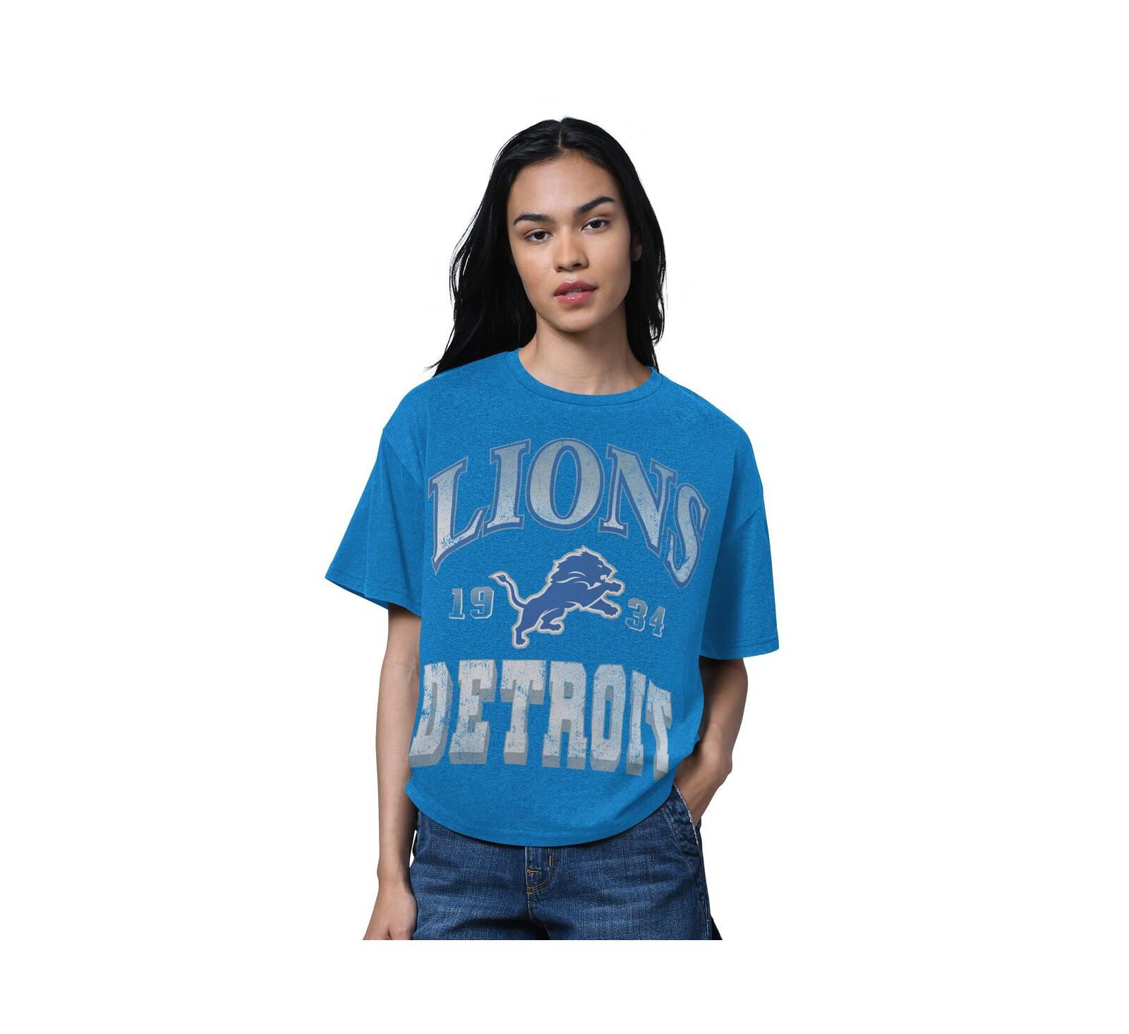 Женская футболка Starter Detroit Lions Oversized Hall of Fame Heather Blue